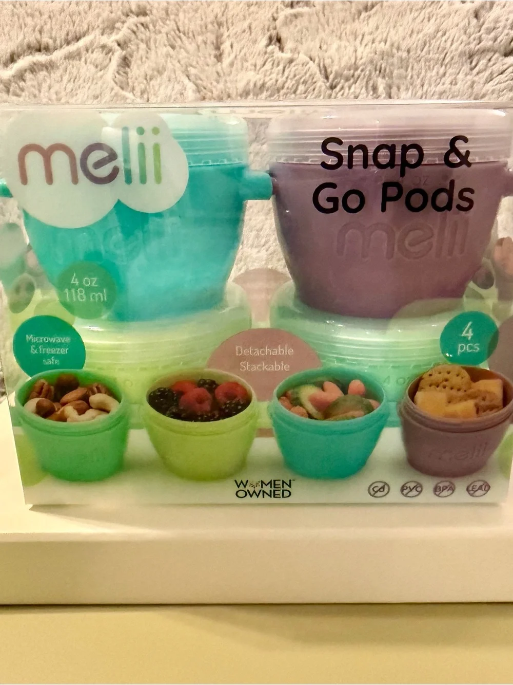 Melii Snap & Go Pods 4oz Baby Food Storage Snack Containers Mega Lot of 12 NWT